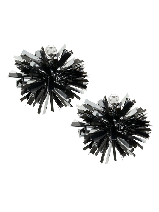 Cheerleader Pompom Black & Silver - 2 Pack