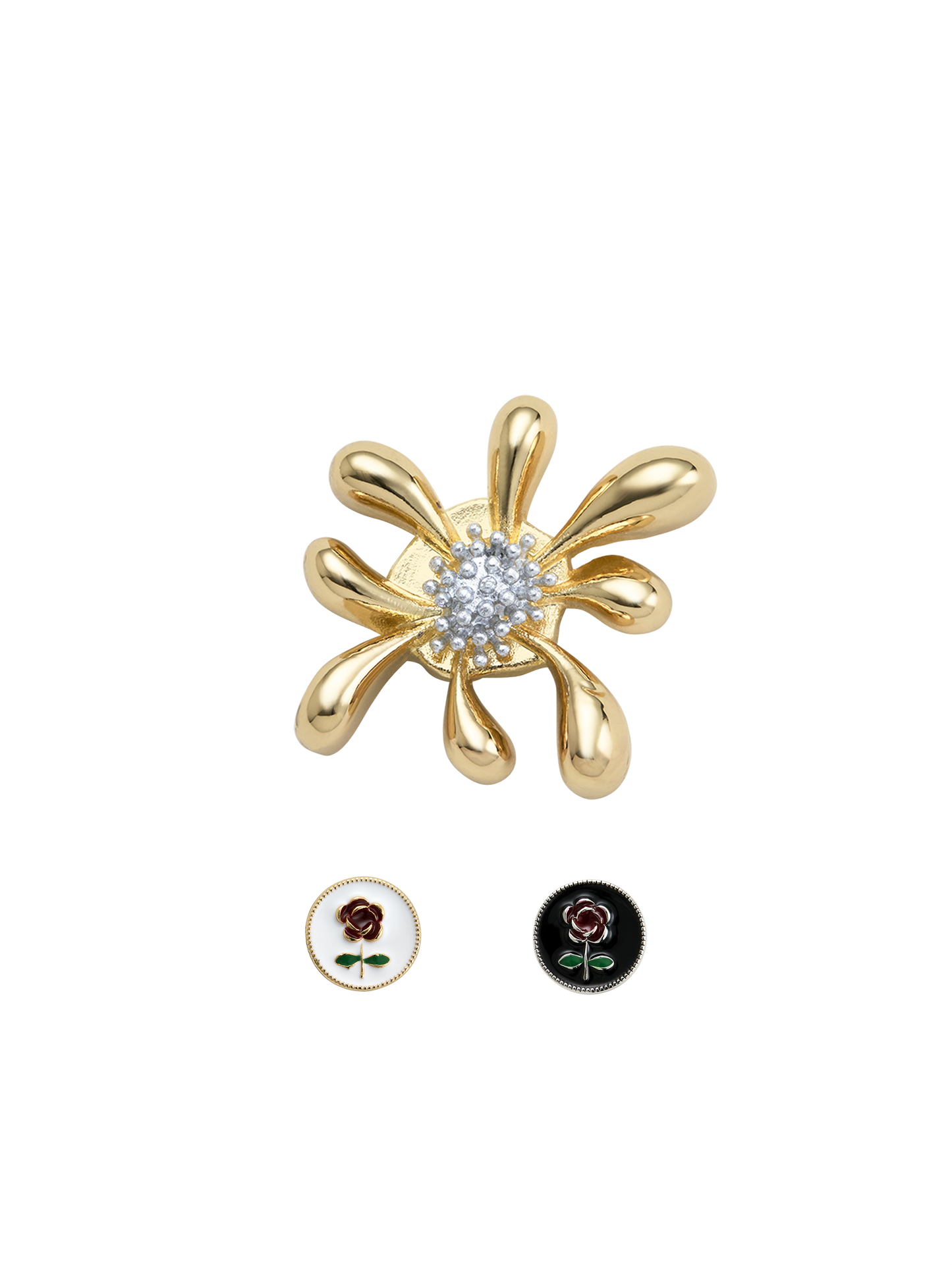 Coneflower and Vintage Rose Buttons Pack
