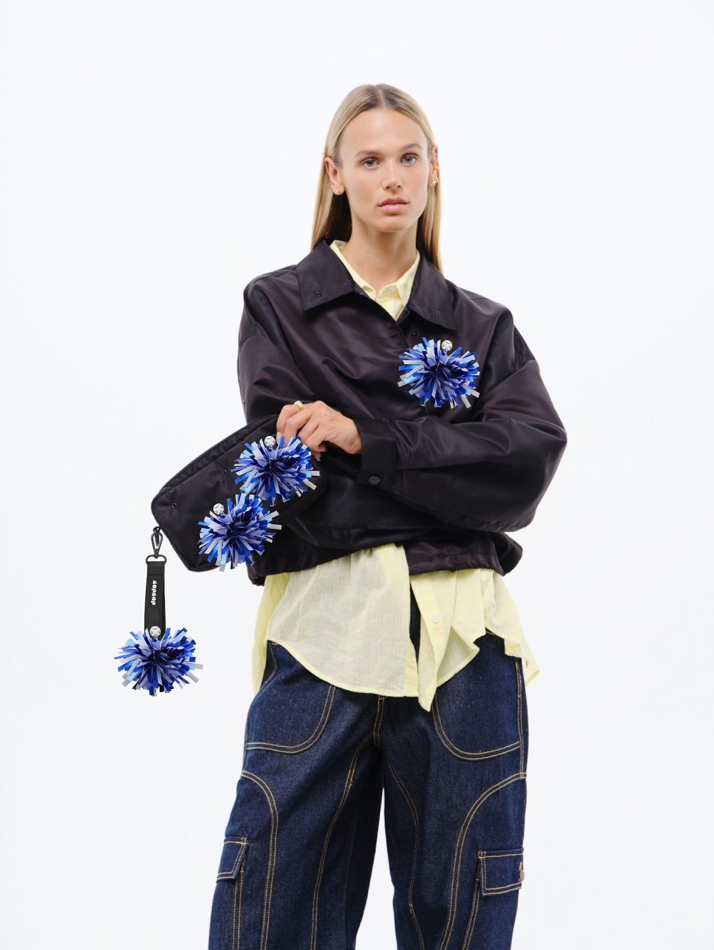 Cheerleader Pompom Blue & White - 2 Pack