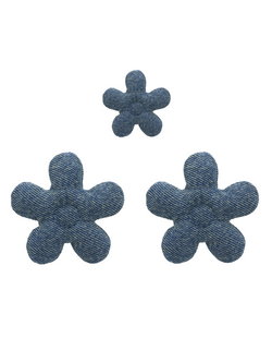 Super Bloom Medium Denim Puffy Flowers 3-Pack