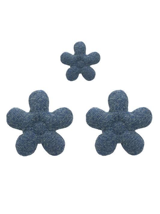 Super Bloom Medium Denim Puffy Flowers 3-Pack